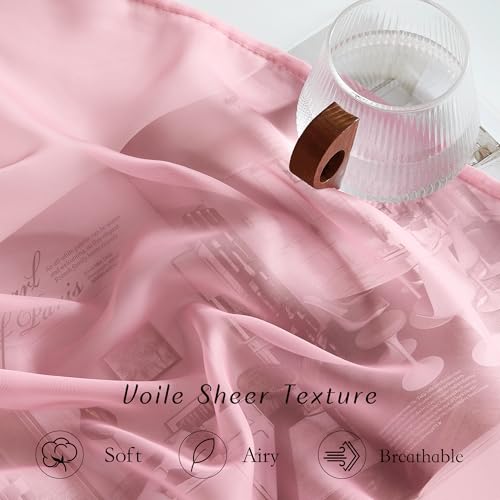 Pink Sheer Curtains 2 Panels for Girls Room (Pink / 54"W x 84"L (Pack of 2))