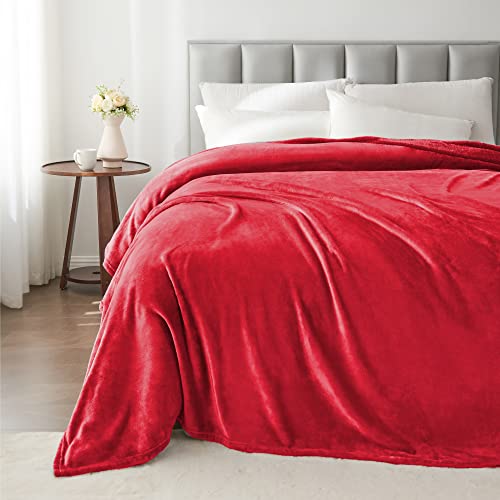 Fleece Blankets Queen Size Red Throw Blankets for Bed (Red / Queen(90"x90"))