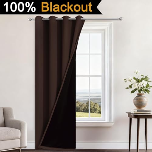 Chocolate Brown Blackout Curtains 84 Inches Long 52" Wide (52"W x 84"L (Pack of 1) / Chocolate Brown)