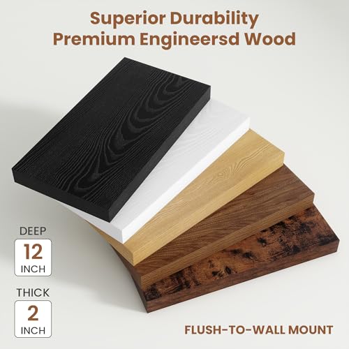 Floating Shelves for Wall 18x12” Set of 2 (Black / 18”wx12”dx2”h)
