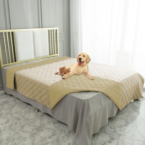 Waterproof Dog Bed Cover Pet Blanket for Furniture Bed Couch Sofa Reversible (30x53 Inch (Pack of 1) / Beige+taupe)