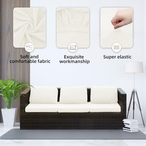 8PCS Patio Cushion Covers.Patio Furniture Couch SeatSlipcovers (White / 8PCS)