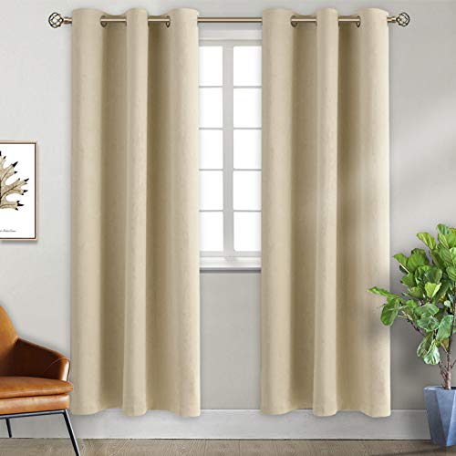 Beige Room Darkening Curtains 84 Inch for Living Room (Beige / 38"W x 84"L (Pack of 2))