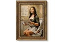 Vintage Gold Framed Funny Bathroom Mona Lisa Canvas Wall Art 9x11in (Mona Lisa Bathroom / 11"L x 9"W)