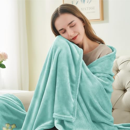 Fleece Blanket Soft Plush Twin Size Blanket Haze Blue 60"x80" (Haze Blue / Twin(60"x80"))