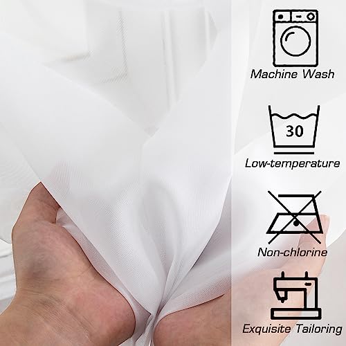 Sheer White Curtains 96 Inches Long (White / 42"W x 96"L (Pack of 2))