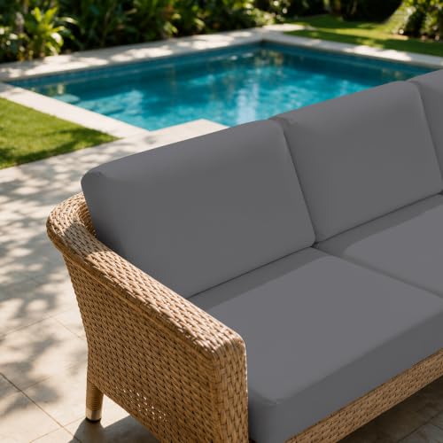8PCS Patio Cushion Covers.Patio Furniture Couch SeatSlipcovers (Grey / 8PCS)