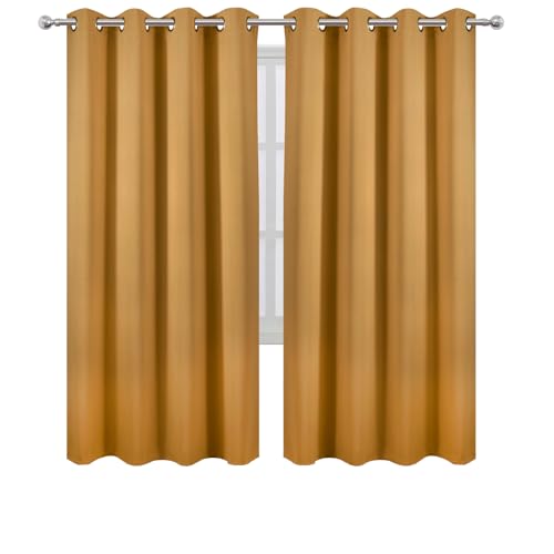 Blackout Curtains 66 x 72 Inch Long Mustard Yellow Curtains Set of 2 Panels Room Darkening Curtains for Bedroom and Living Room (Mustard Yellow / 66"W x 72"L (Pack of 2))