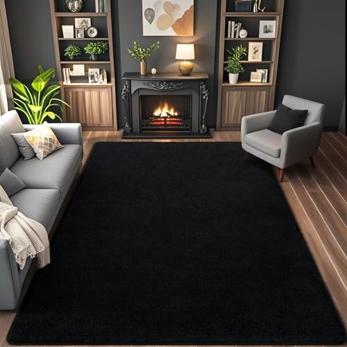 6x9 Area Rugs for Living Room Non Slip Dorm Bedroom Rug (6' x 9' (Rectangular) / Black)