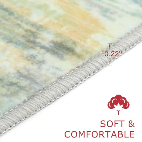 Modern Abstract 3x5 Area Rug Washable Bedroom Rug Light Green Yellow (Light Green Yellow / 3' x 5' (Rectangular))