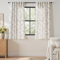 Blue Floral Linen Curtains 63 Inch Vintage Back Tab 2 Panels (Floral Blue / 50"W x 63"L (Pack of 2))