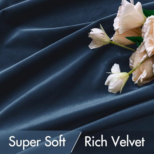 Navy Blue Velvet Curtains 52x84 inches Luxury Blackout Curtains (Navy Blue / 52"W x 84"L (Pack of 2))