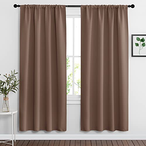 Blackout Curtains for Bedroom Living Room Nursery 63 inches Long (Mocha / 42"W x 63"L (Pack of 2))