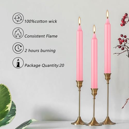 40 Pack Candles Mini Unscented Taper Candles for Valentine's Day (Pink-4" 40)