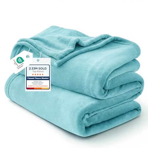 GentleSoft Fleece King Size Blankets for Bed River Blue (River Blue / King (108" x 90"))