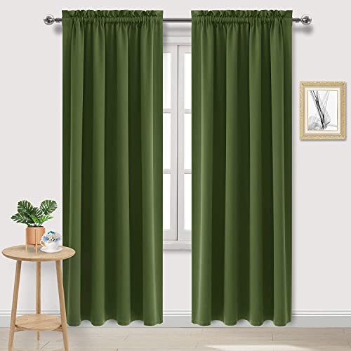 Blackout Curtains for Bedroom 42 x 84 Inch Long Olive Green 2 Panels (Olive Green / 42"W x 84"L (Pack of 2))