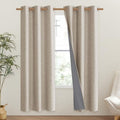 Oatmeal Vintage Open Linen Weave Flax Thermal Curtains (42"W x 72"L (Pack of 2) / Oatmeal)