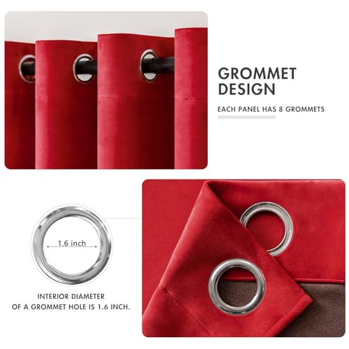 Velvet Curtains Christmas Red 52 x 63 Inch Length Set of 2 (Red / 52"W x 63"L (Pack of 2))