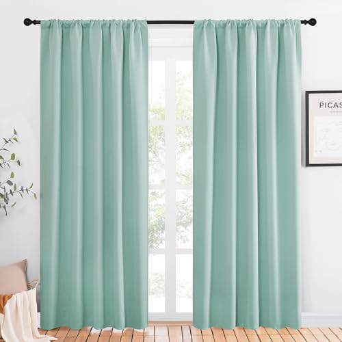 Window Curtains Blackout Drapes (Aqua / 52"W x 84"L (Pack of 2))