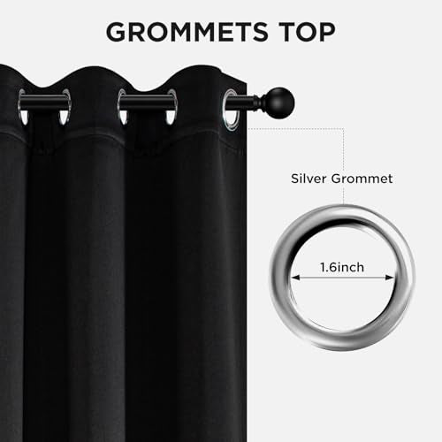 Blackout Curtains 84 Inch Length 2 Panels Set (Black / 42"W x 84"L (Pack of 2))