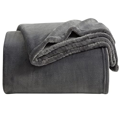 Fleece Blanket Twin Size Dark Grey Lightweight Throw Blanket Super Soft Cozy Microfiber Blanket Factory Shop (Dark Grey / Twin(60"x80"))