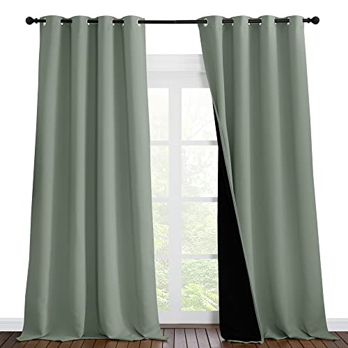 Full Shading Curtains for Windows (Greyish Green / 55"W x 102"L (Pack of 2))