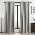 102 Inches Long Linen Blackout Curtains for Bedroom Living Room 100% Black Out Thermal Insulated Ring Hooks Room Darkening Drapes Dark Grey Curtain with Back Tab Rod Pocket 52x102 2 Panels (Frost Grey / 52"W x 102"L (Pack of 2))