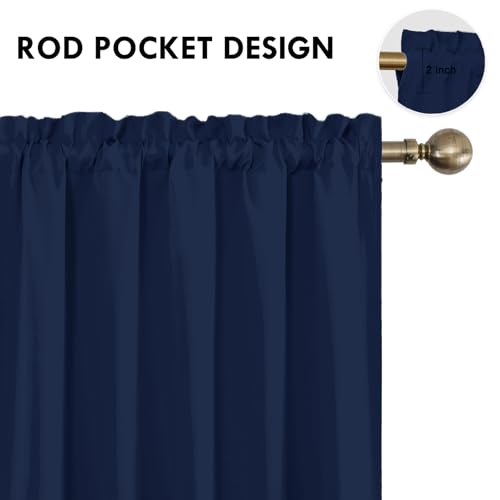 Short Blackout Curtains 60 x 36 Inch for Kitchen RV Bunk Navy Blue (Navy Blue / 60"W x 36"L (Pack of 2))