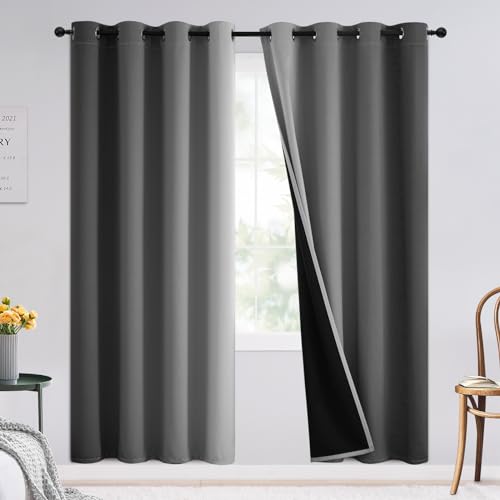 100% Blackout Ombre Bedroom Curtains Grey and Greyish White (52"W x 72"L (Pack of 2) / Gray White)