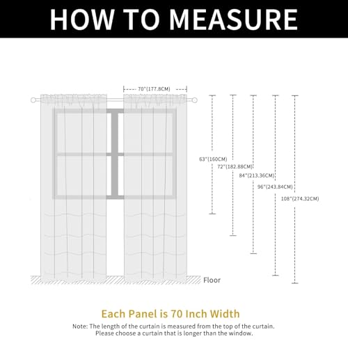 Basic Rod Pocket Sheer Voile Window Curtain Panels White 1 Pair 2 Panels 70 Width 63 Inch Long for Kitchen Bedroom Children Living Room Yard (Red / 70"W x 63"L (Pack of 2))