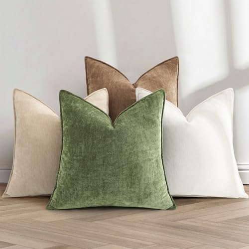Chenille Dark Brown Velvet Throw Pillow Covers 22x22 Set of 2 (Dark Brown / 22" x 22" (Pack of 2))