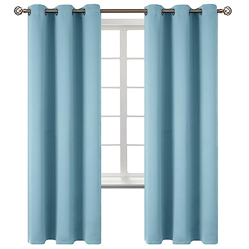 Greyish Blue Room Darkening Curtains 72 Inch for Bedroom (Greyish Blue / 42"W x 72"L (Pack of 2))