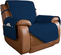 Reversible Quilted Oversized Recliner Sofa Cover (Large Recliner / Navy/Navy)