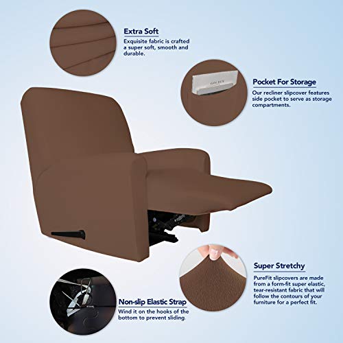 Stretc Recliner Chair Covers Fleece Soft Couch Covers for Sofa (Small Recliner Chair / Brown)