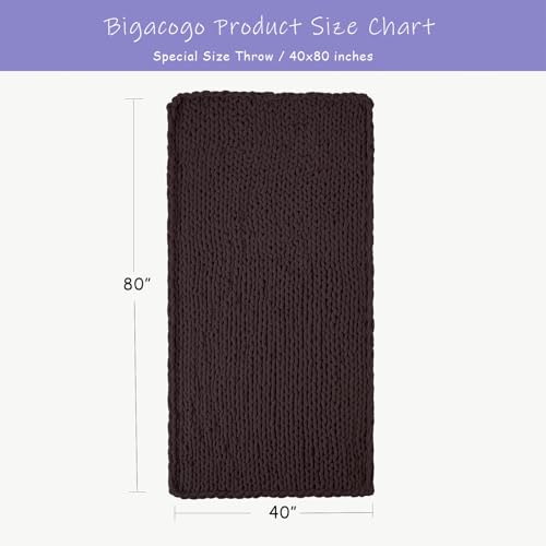 Chunky Knit Throw Blanket for Couch (Chocolate With Purple Tone / 40"x80" (Special Size Throw))
