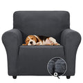 Super Stretch Chair Slipcover Universal Sofa Chair Covers for Living Room Dogs Pet Furniture Protector Spandex Armchair Slipcovers with Anti Slip Foam Sticks (Dark Grey / Small (30"-47"))