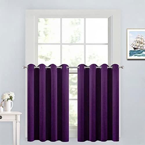 Purple Room Darkening Window Curtains 52x36 Inch for Kitchen (Purple / 52"W x 36"L (Pack of 2))