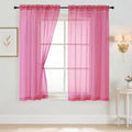 Sheer Curtains 63 Inch Length 2 Panels (42"W x 63"L (Pack of 2) / Hot Pink)