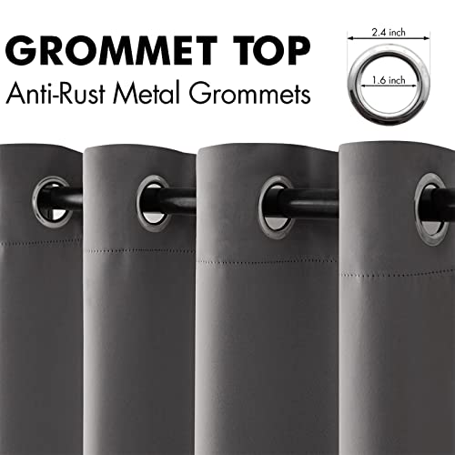 Grey Blackout Bedroom Curtains 90 Inch Long Light Blocking (Grey / 42"W x 90"L (Pack of 2))