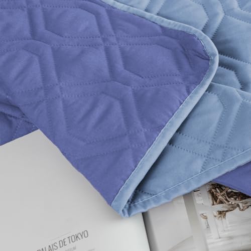 Waterproof Dog Bed Blankets Cover for Bed Couch Sofa Reversible (30x70 Inch (Pack of 1) / Stoneblue+violetblue)