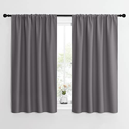 Grey Blackout Curtains for Bedroom 42" Wide x 54" Long 2 Panels (Grey / 42"W x 54"L (Pack of 2))