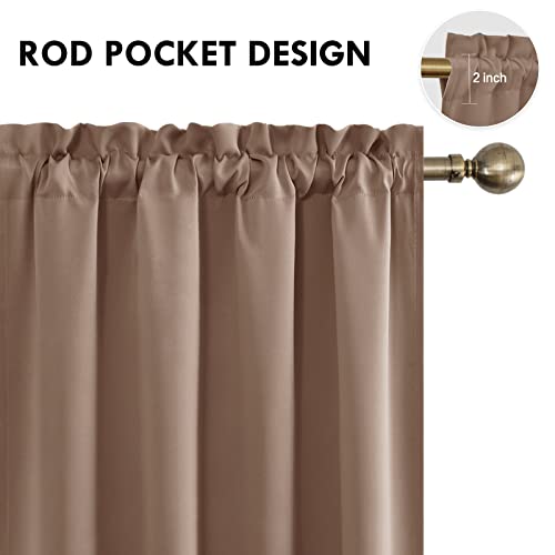 Blackout Curtains for Bedroom Living Room 52 x 84 Inch Long Khaki (Khaki / 52"W x 84"L (Pack of 2))