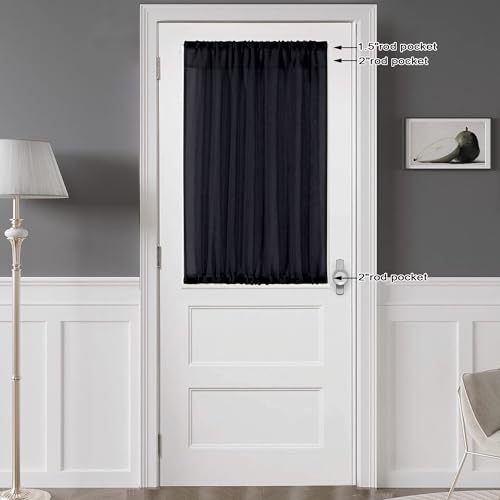 Sheer Curtains 36 Inch Length (Black / 42"W x 36"L (Pack of 2))