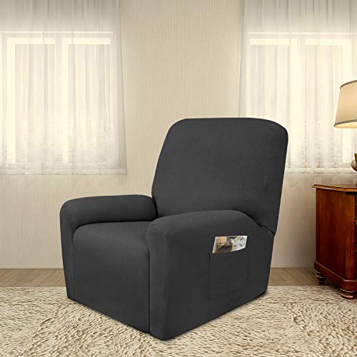 Stretc Recliner Chair Covers Fleece Soft Couch Covers for Sofa (Small Recliner Chair / Dark Gray)