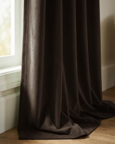 Luxury Brown Velvet Curtains for Living Room 108 inches (Brown Series - Dark Brown / 52"W x 108"L (Pack of 2))