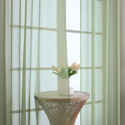 Sage Green Sheer Curtains 72 Inches Long 2 Panels Set (Sage / 59"W x 72"L (Pack of 2))
