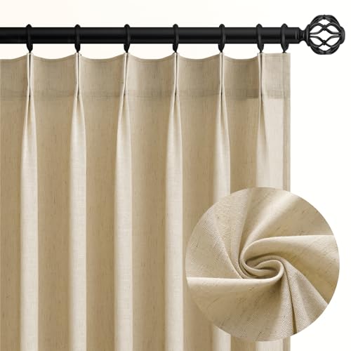 Pinch Pleated Curtains 90 Inches Long 2 Panels Set (Natural Linen / 40"W x 90"L (Pack of 2))