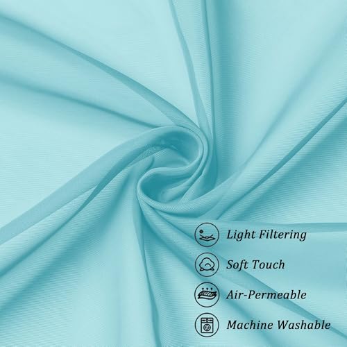 Aqua Sheer Curtains 45 Inch Long 2 Panels (Aqua / 42"W x 45"L (Pack of 2))