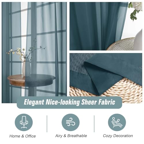 Window Sheer Curtains 54 inch Length (42"W x 54"L (Pack of 2) / Dusty)