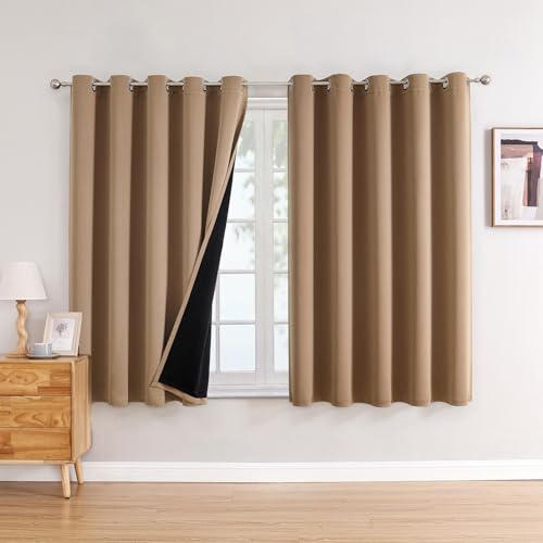 100% Blackout Curtains for Bedroom 84 Inches Long 2 Panels Set (60"W x 84"L (Pack of 2) / Cappuccino)